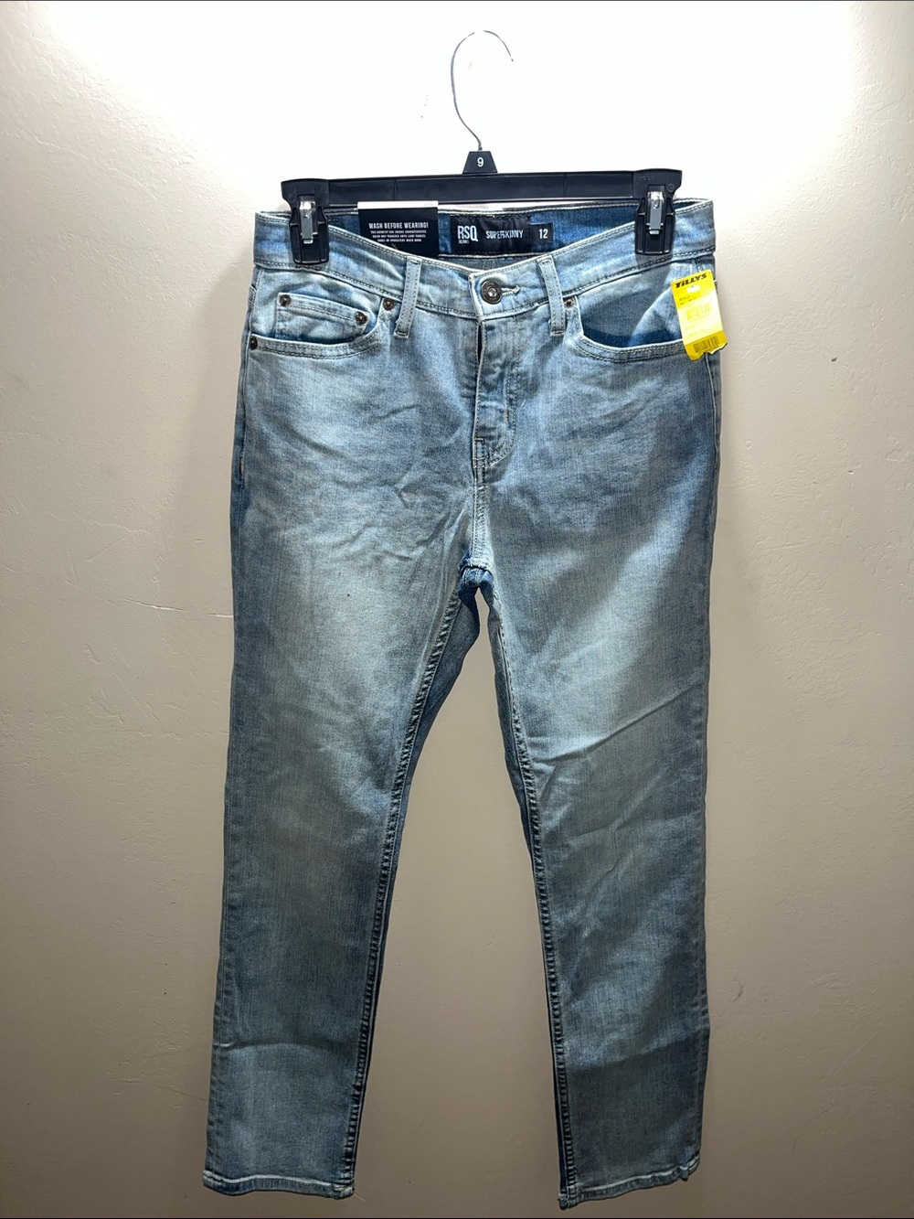 RSQ Men's Slim Straight Jeans in Light Blue Wash